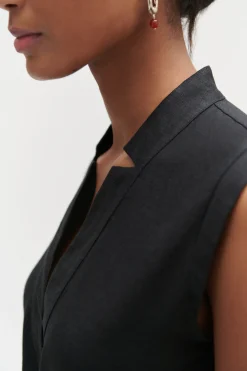 Robe Longue Amy 100% Lin Noir Femme*CAROLL Discount