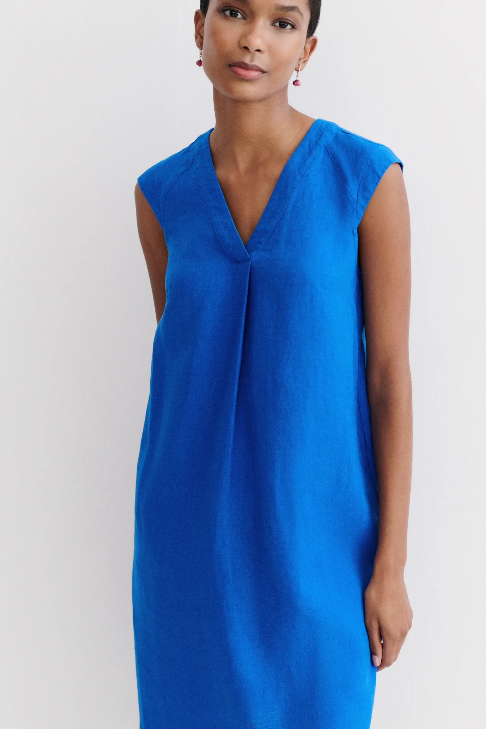 Robe Pamela 100% Lin Bleu Electrique Femme*CAROLL Fashion