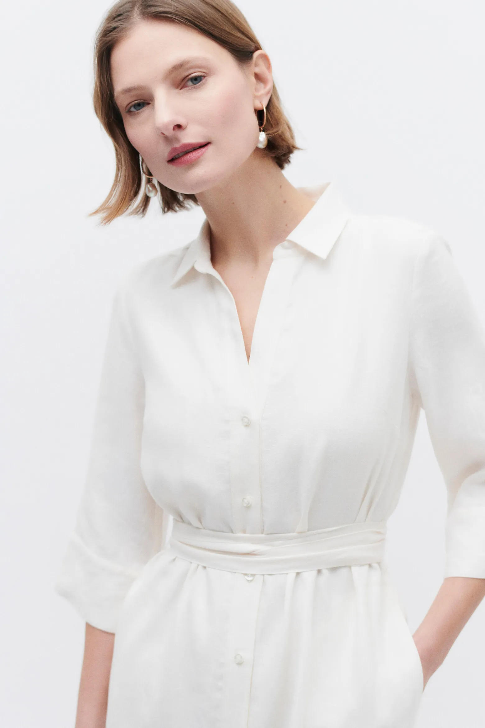 Robe Yana 100% Lin Ivoire Femme*CAROLL Cheap