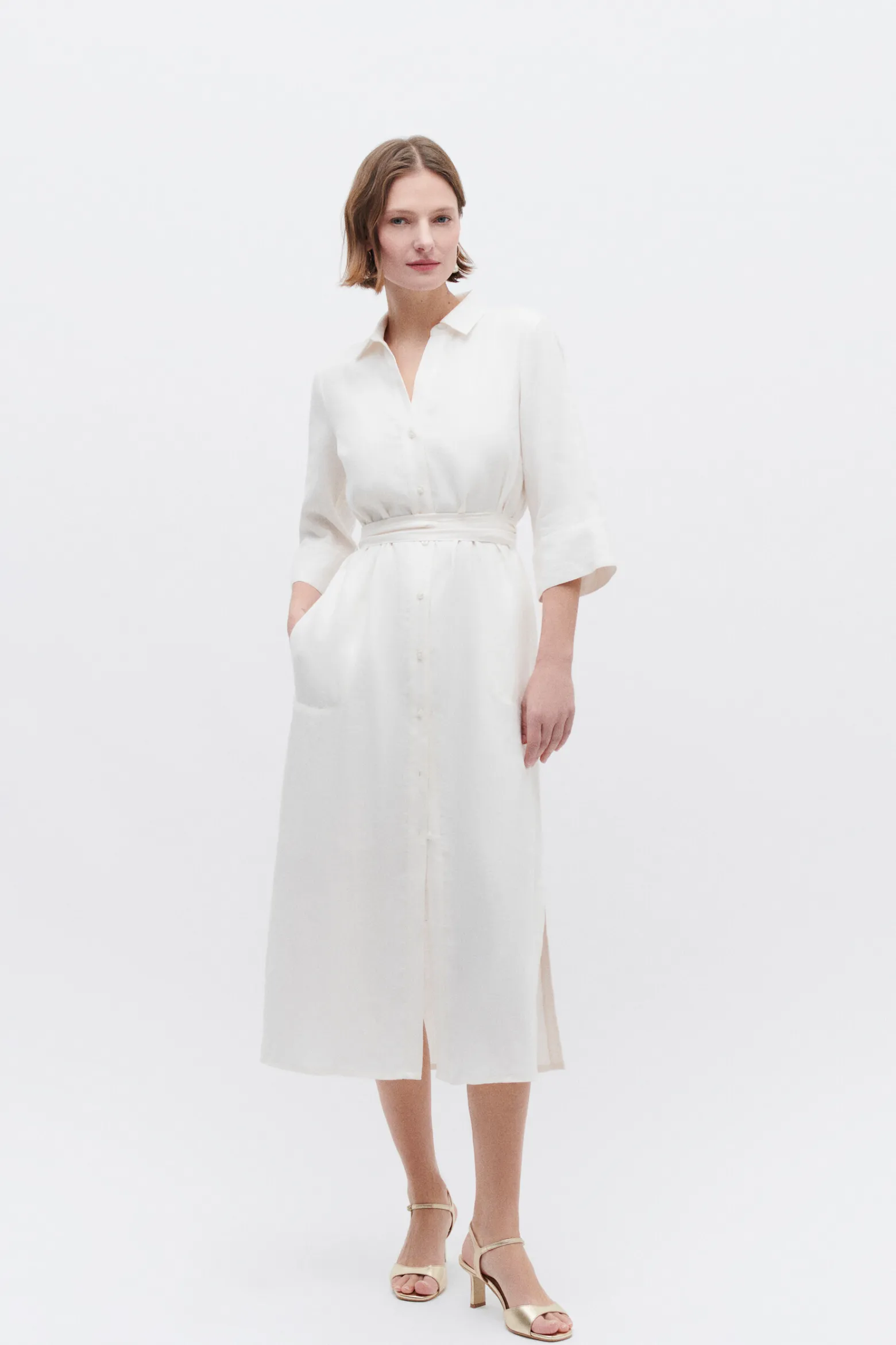 Robe Yana 100% Lin Ivoire Femme*CAROLL Cheap