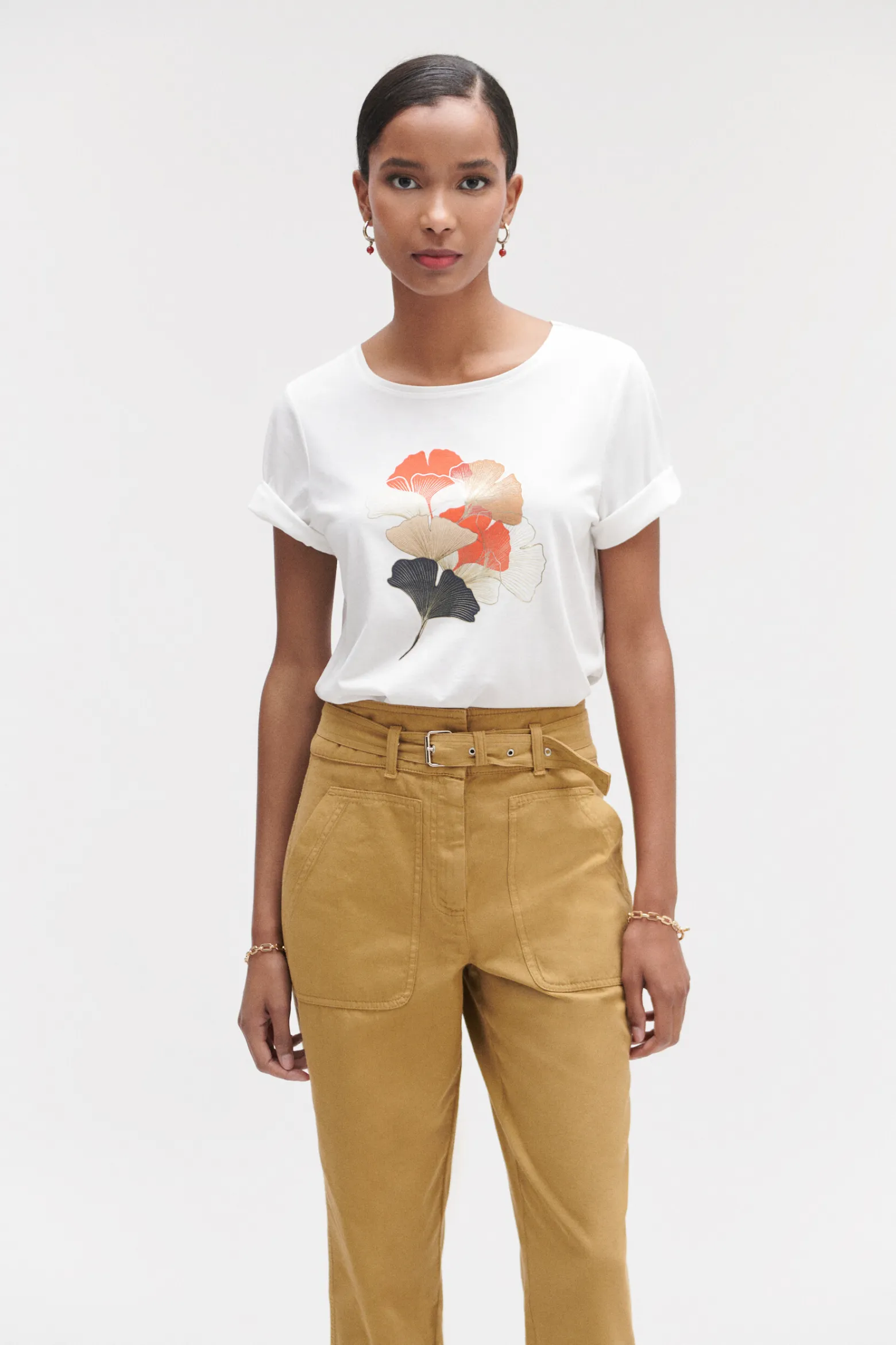 T-Shirt Aja A Visuel Ecru Femme*CAROLL Cheap