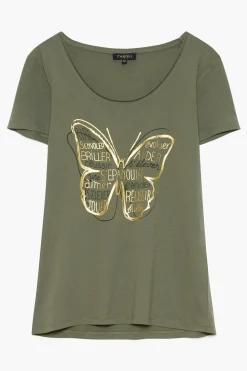 T-Shirt Jamelia Vert Kaki Femme*CAROLL Cheap