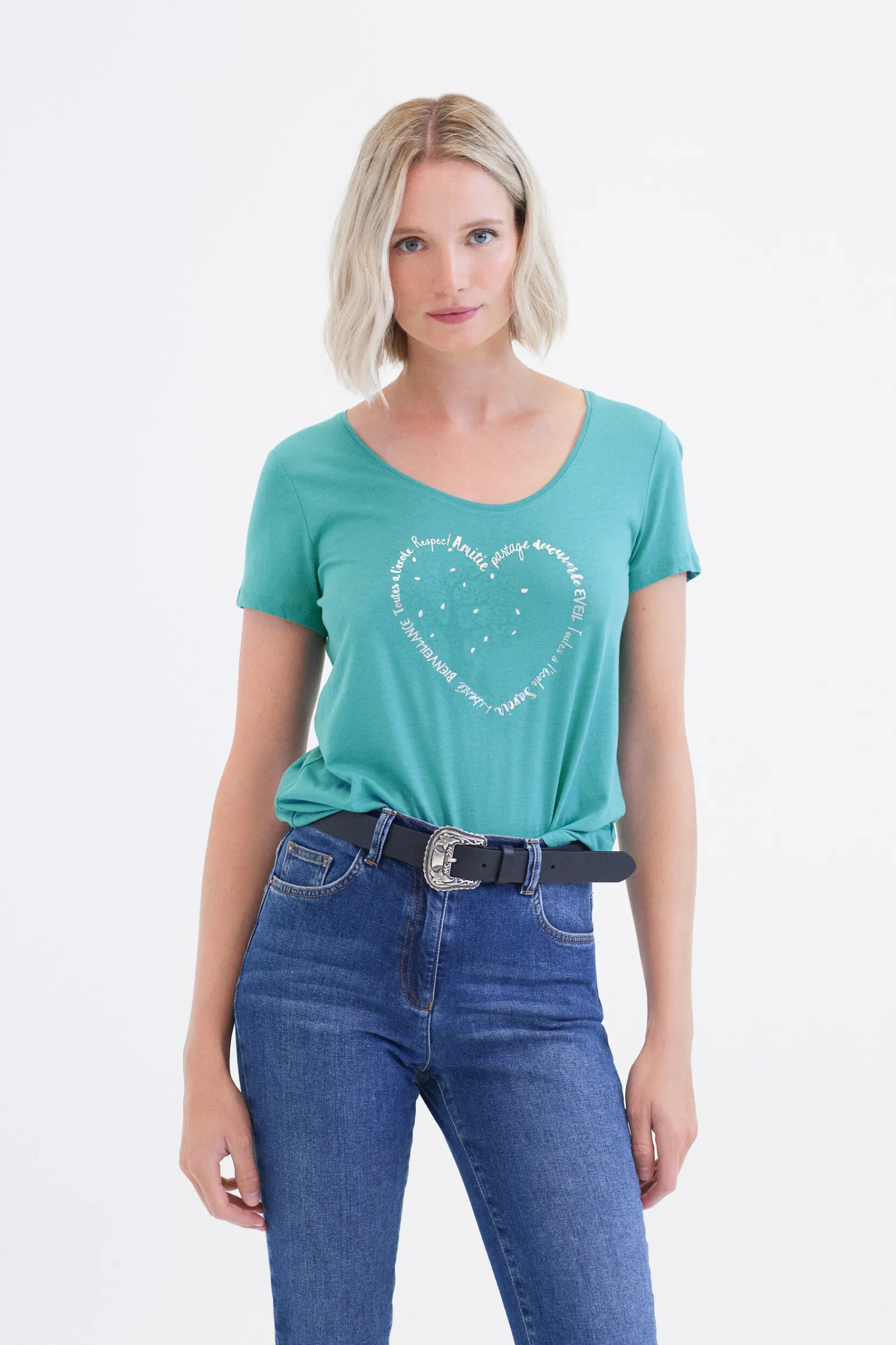 T-Shirt Janice Toutes A L'Ecole Bleu Turquoise Femme*CAROLL Hot