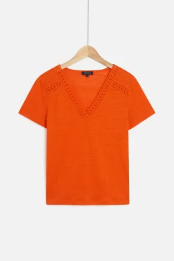 T-Shirt Lolita 100% Lin Orange Femme*CAROLL Online