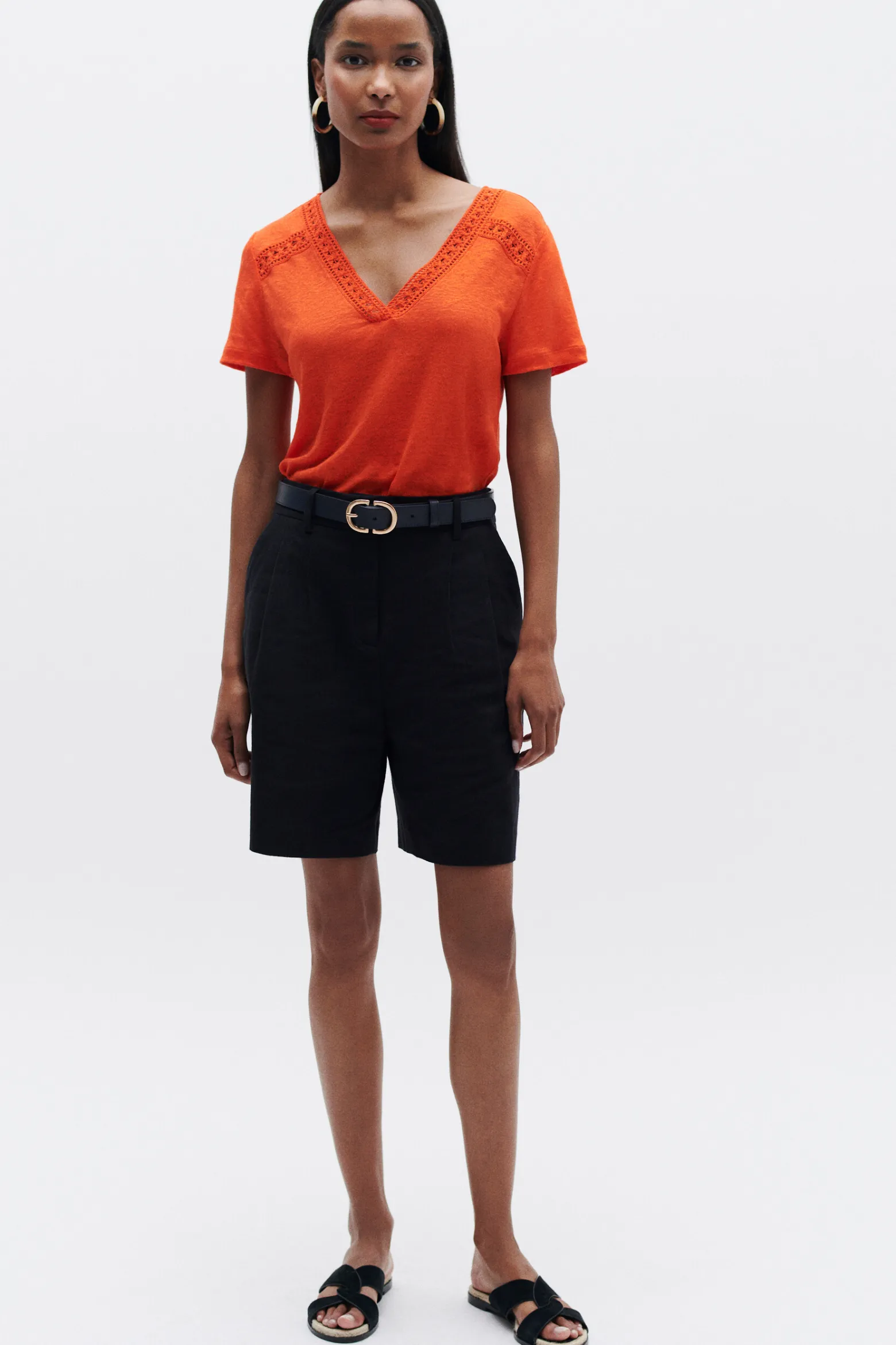 T-Shirt Lolita 100% Lin Orange Femme*CAROLL Online