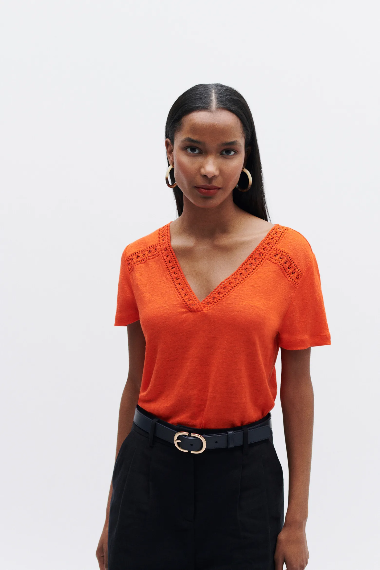 T-Shirt Lolita 100% Lin Orange Femme*CAROLL Online