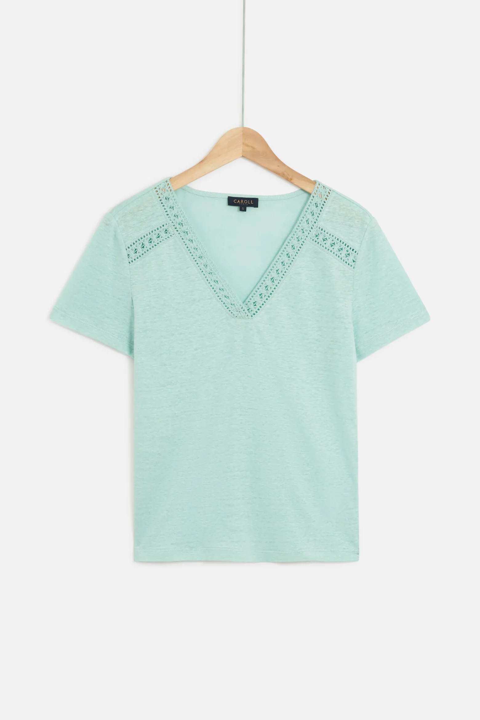 T-Shirt Lolita 100% Lin Vert Menthe Femme*CAROLL Cheap