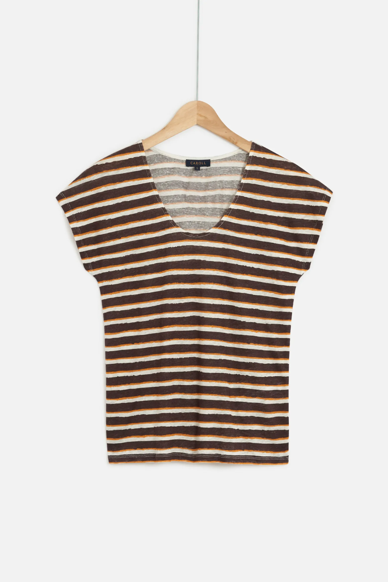 T-Shirt Murina 100% Lin Marron Fonce Femme*CAROLL Cheap