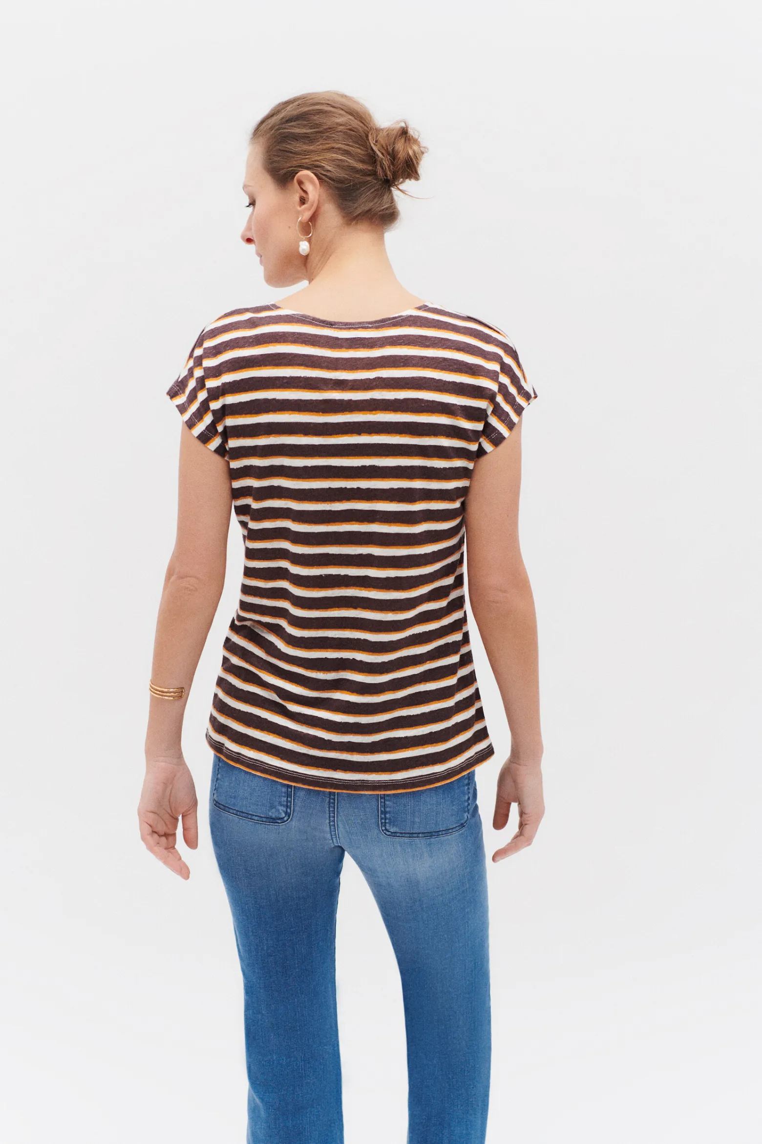 T-Shirt Murina 100% Lin Marron Fonce Femme*CAROLL Cheap