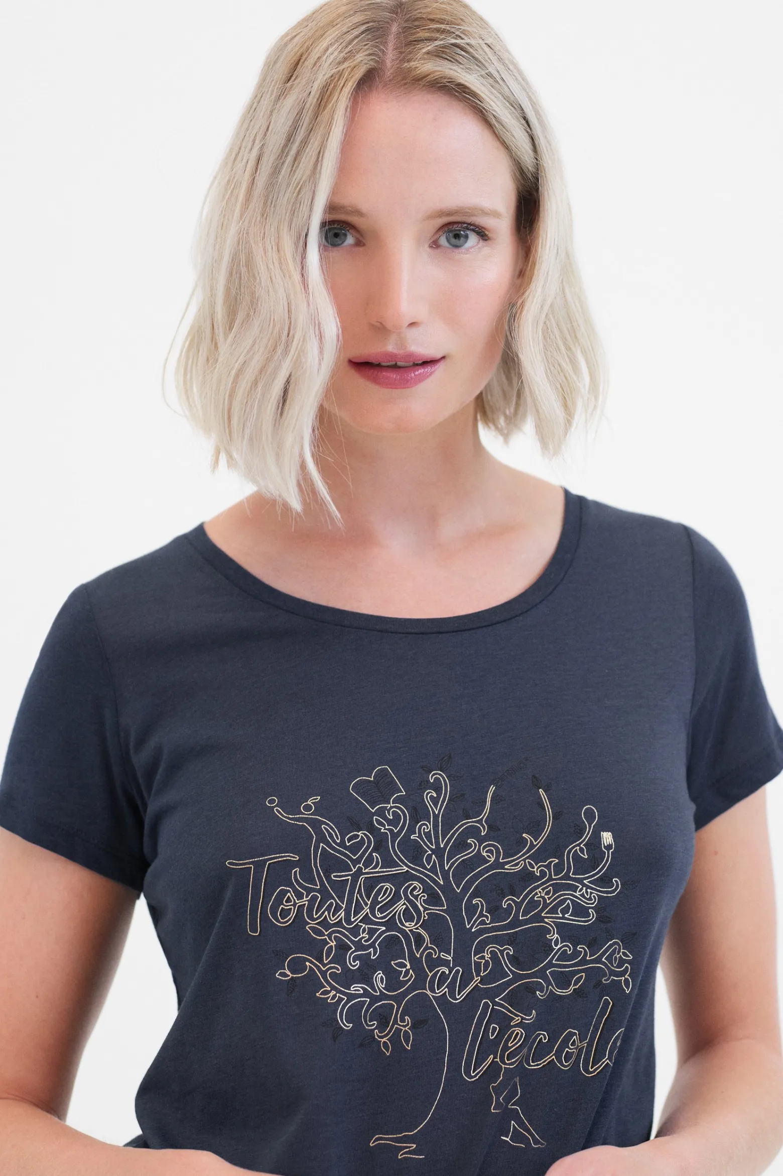 T-Shirt Nessa Bleu Marine Femme*CAROLL Flash Sale