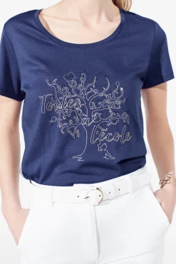 T-Shirt Nessa Bleu Marine Femme*CAROLL Flash Sale