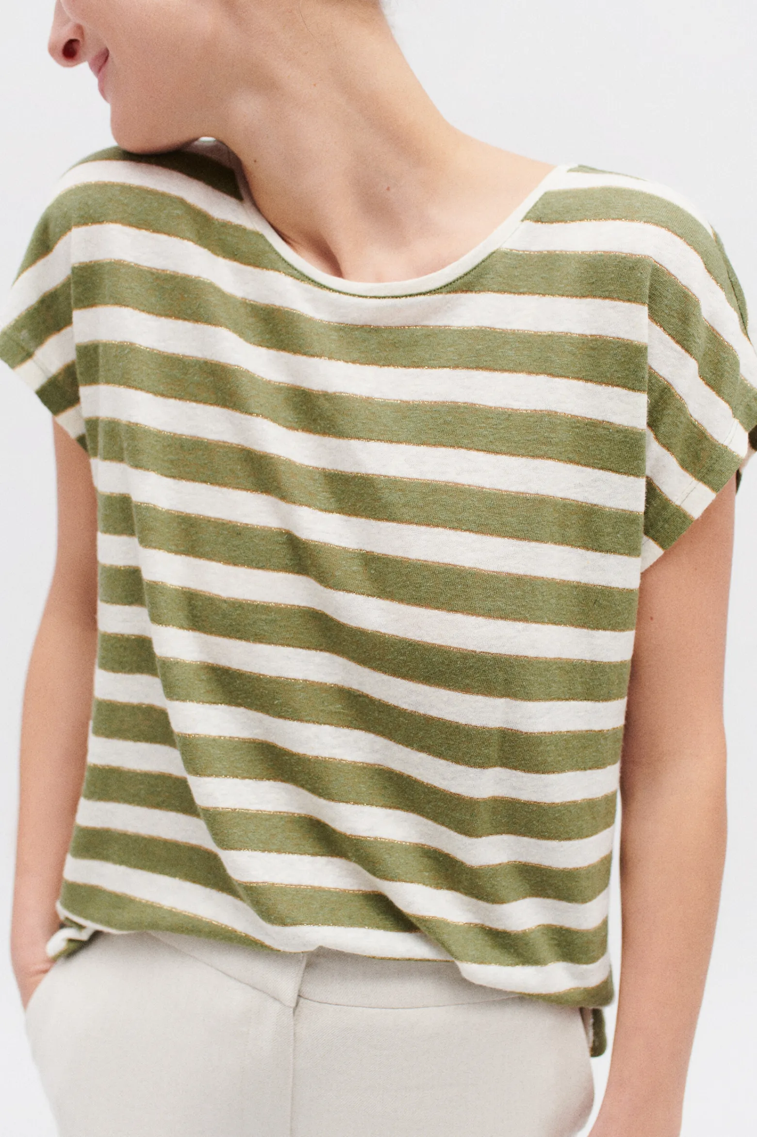 Tshirt Sylvie Vert Kaki Femme*CAROLL Clearance